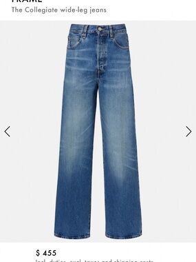 FRAME Collegiate Wide Leg Jeans in Fighter